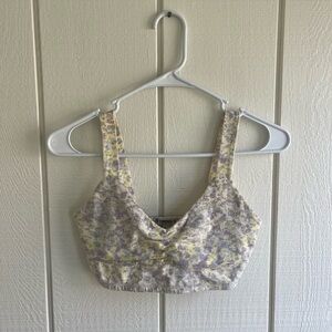 Forever 21 Floral Print Sports Bra - Yellow and Purple